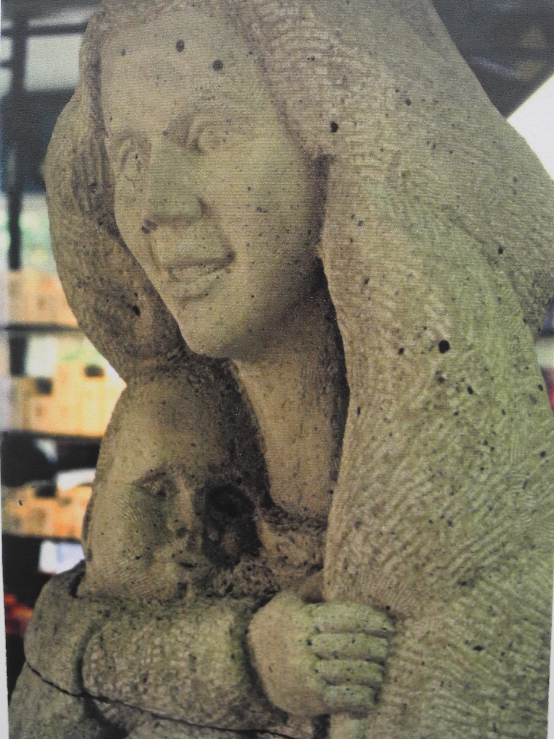 Marienfigur, Neersen, Tuffstein, Höhe 205 cm, 1991